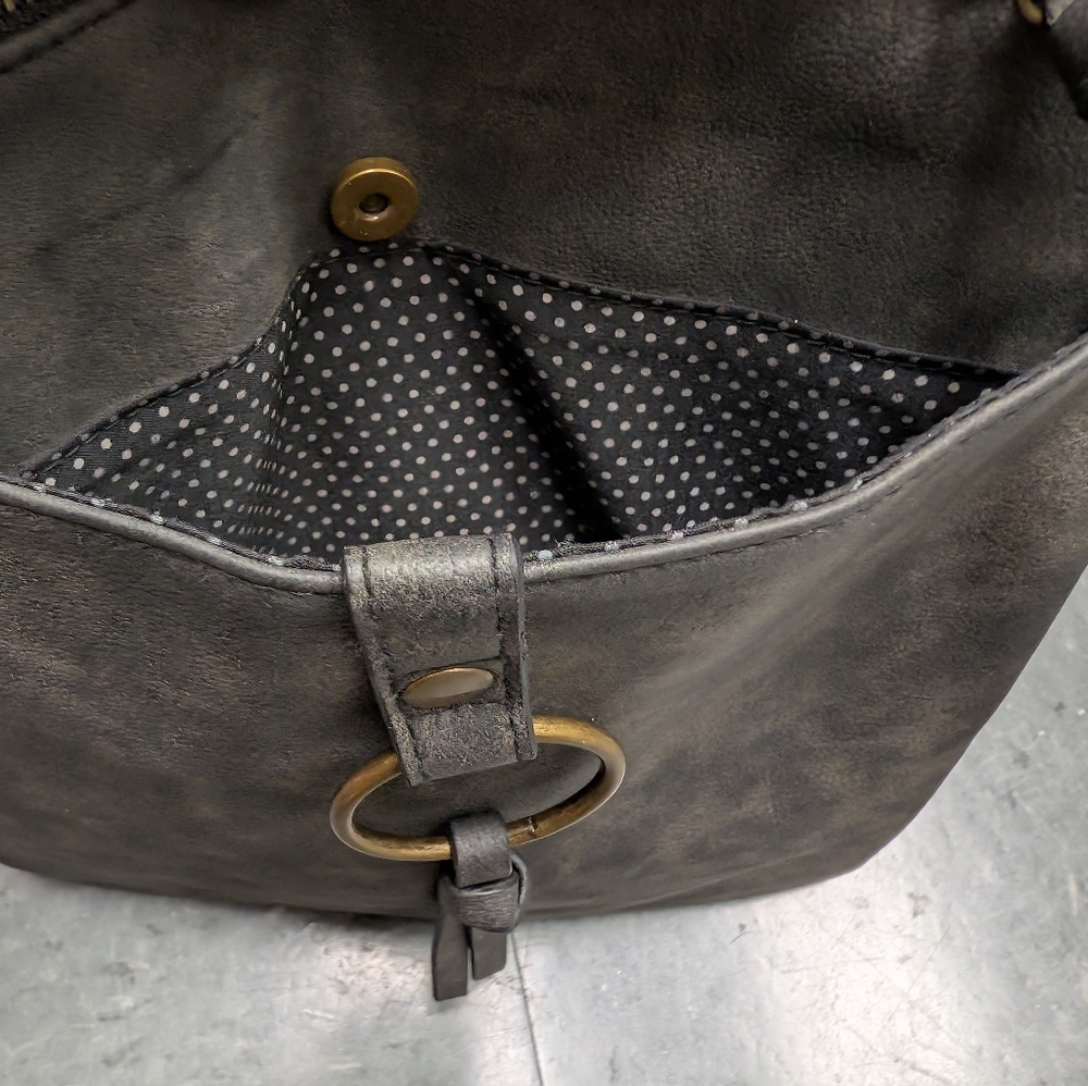 Diba True Women's Gray Leather Zipper Outer Pockets Crossbody Strap Shoulder Bag - Picture 5 of 5